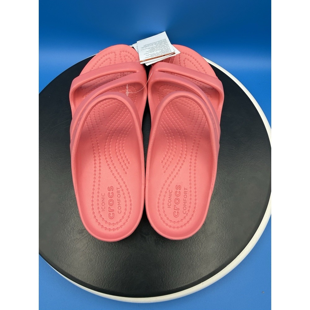 CROCS Kadee ll Womens Size 9 Electric Pink Strappy Comfort Slip On Sandals Shoes - Picture 6 of 11